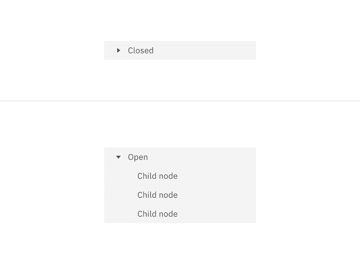 Closed and open states for tree-view